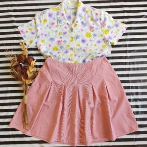 Vintage Pleated Striped Skirt